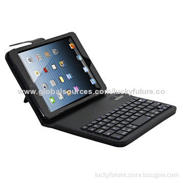Detachable Wireless Bluetooth V3.0 59-key Plastic Keyboard with PU Leather Case for iPad Mini, Black